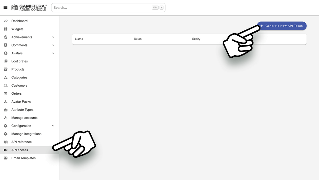 Admin dashboard API generation